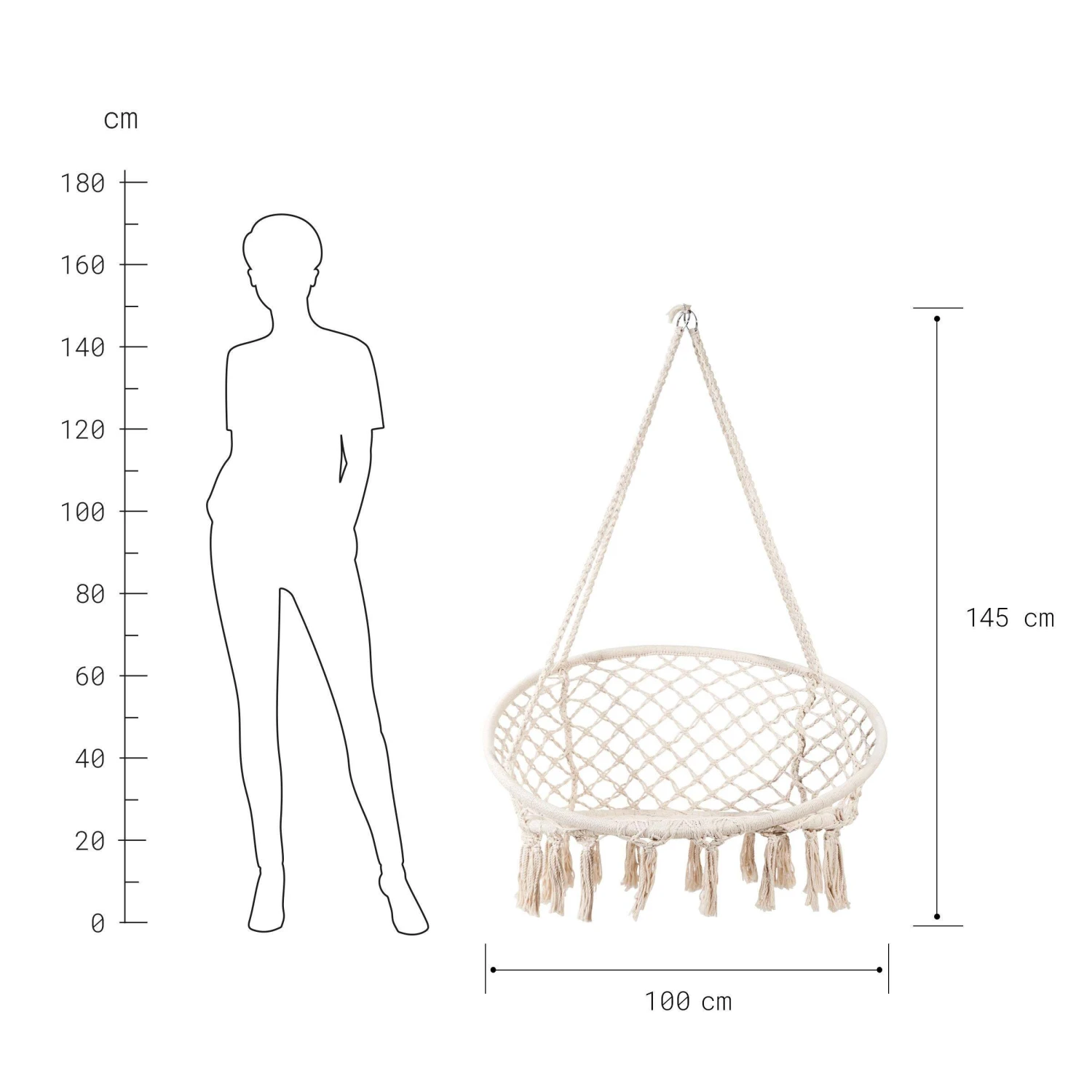 Hängesessel Mit Fransen Ø100cm PARADISE NOW In Creme 4 Hängesessel Mit Fransen Ø100cm PARADISE NOW In Creme – Bild 4