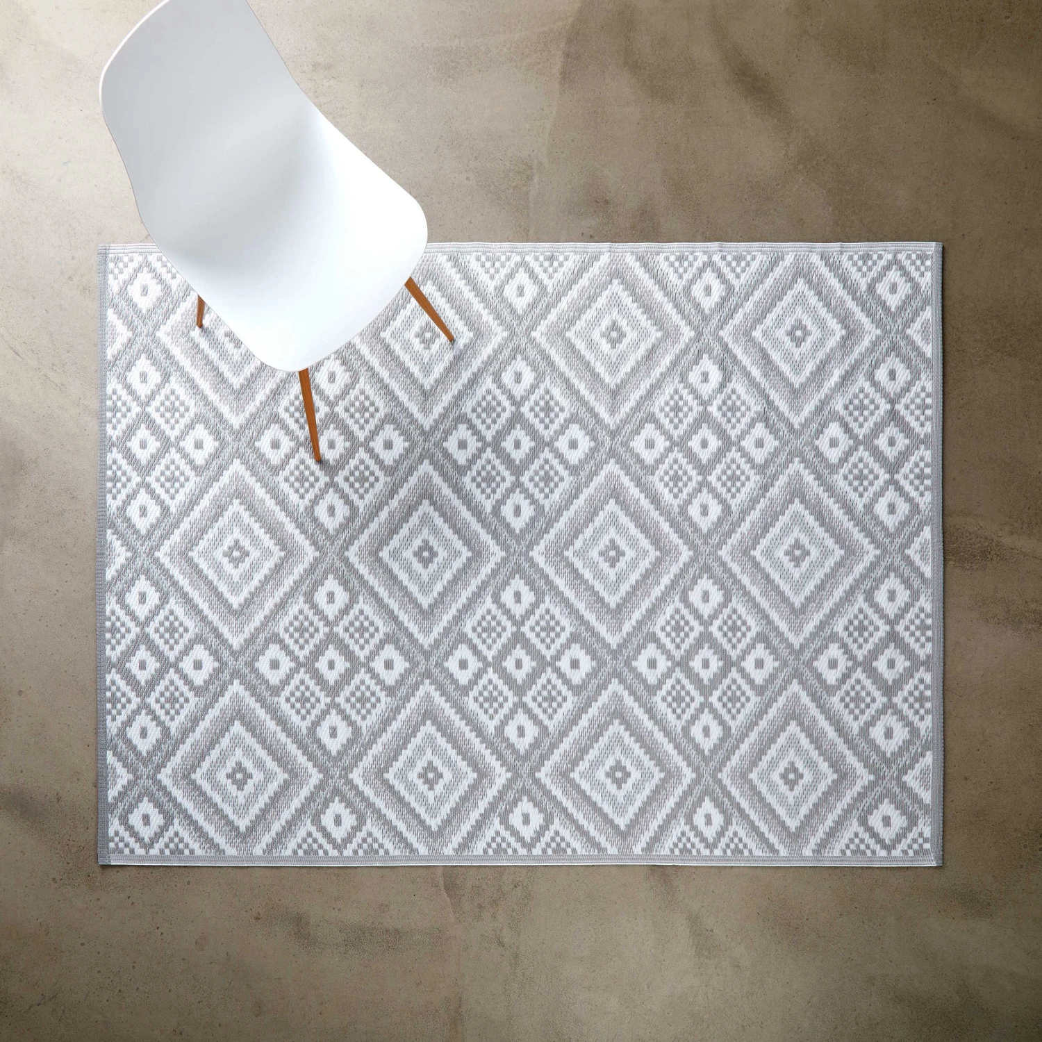 In- & Outdoor-Teppich Ethno L 200 X B 150cm COLOUR CLASH In Grau-Weiß 2 In- & Outdoor-Teppich Ethno L 200 X B 150cm COLOUR CLASH In Grau-Weiß – Bild 2