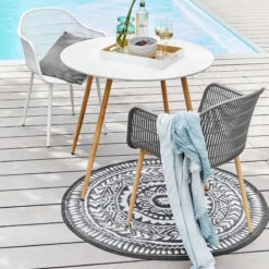 In- & Outdoor-Teppich Ø118cm COLOUR CLASH In Schwarz-Weiß 17 In- & Outdoor-Teppich Ø118cm COLOUR CLASH In Schwarz-Weiß -Butlers butlers in and outdoor teppich o118cm colour clash in schwarz weiss 8