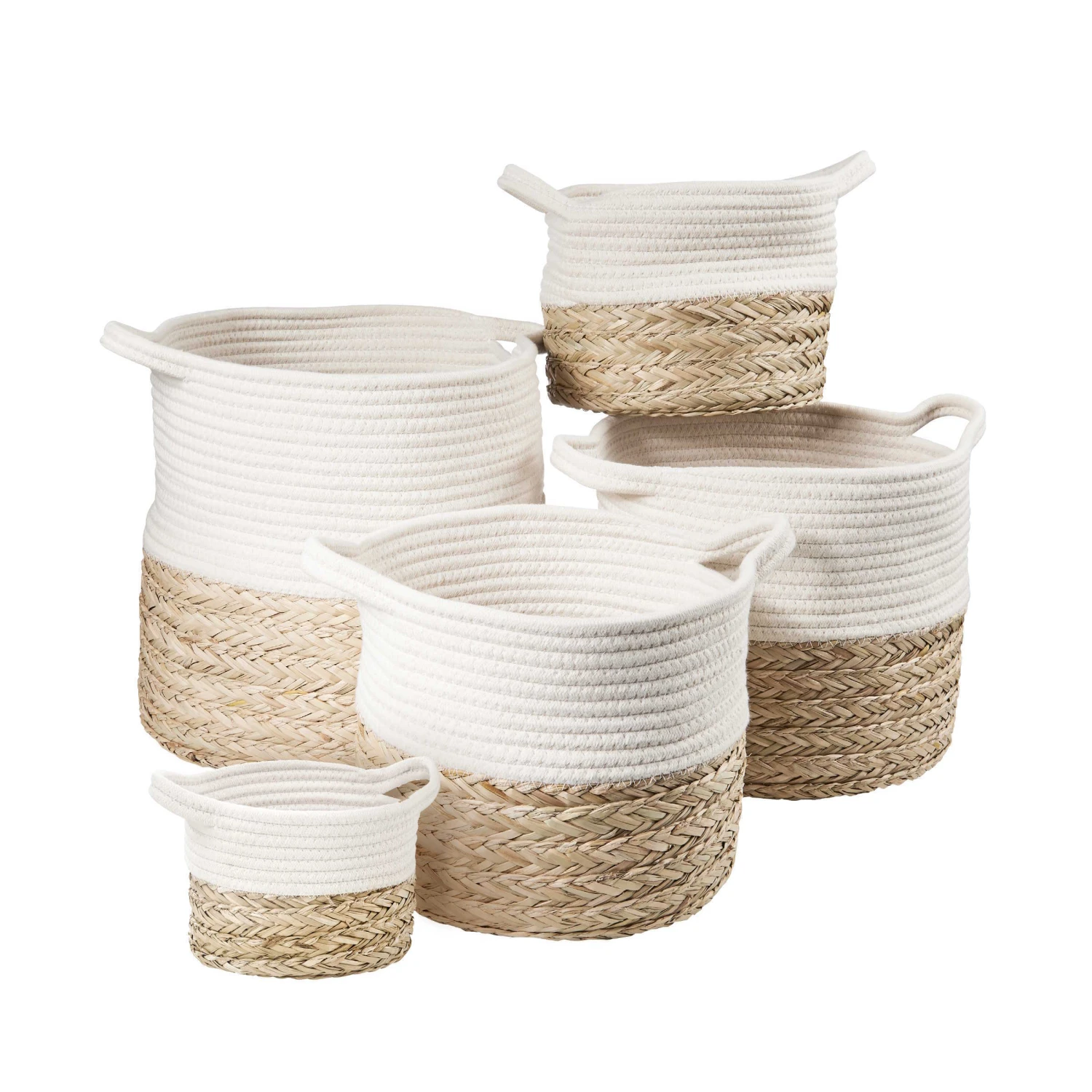 Korb Rund Ø23cm COTTON BRAID In Natur-Weiß 4 Korb Rund Ø23cm COTTON BRAID In Natur-Weiß – Bild 4