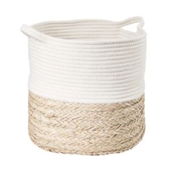 Butlers 40 Korb Rund Ø35cm COTTON BRAID In Natur-Weiß