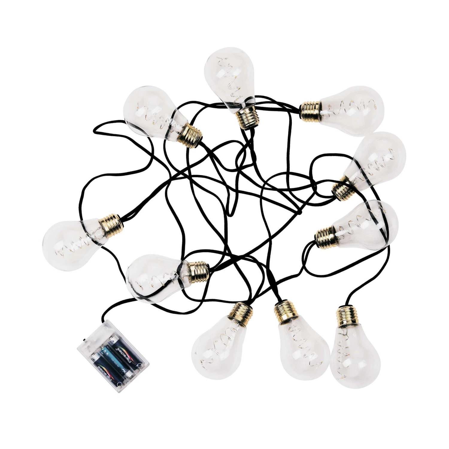 LED Lichterkette Mit Naturseil 10 Lichter, Batteriebetrieben BULB LIGHTS In Schwarz 3 LED Lichterkette Mit Naturseil 10 Lichter, Batteriebetrieben BULB LIGHTS In Schwarz – Bild 3