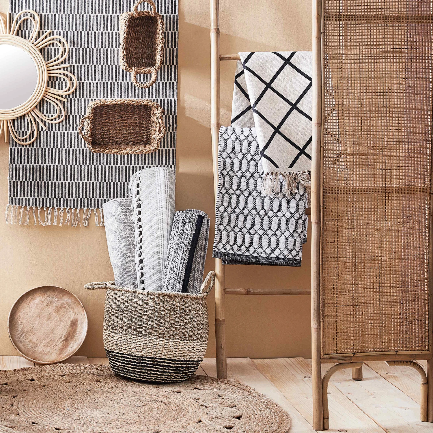 Paravent Aus Rattan L 120 X H 180cm BOHO LOUNGE In Natur 12 Paravent Aus Rattan L 120 X H 180cm BOHO LOUNGE In Natur – Bild 12