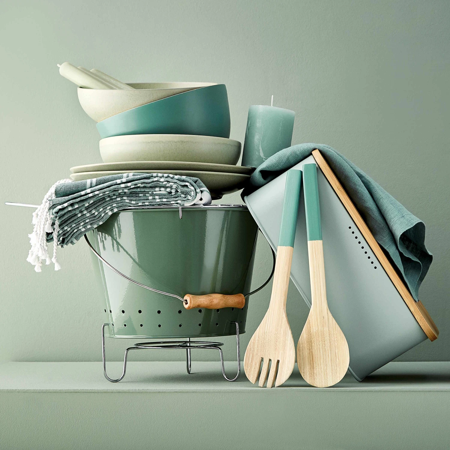 Salatbesteck 2-tlg. BAMBOO In Salbei 2 Salatbesteck 2-tlg. BAMBOO In Salbei – Bild 2