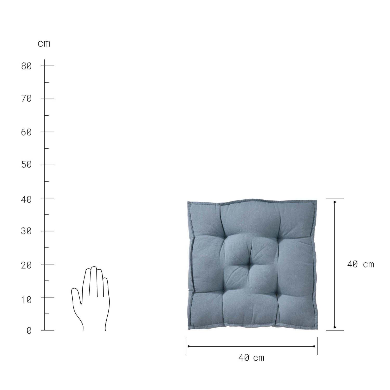 Sitzkissen L 40 X B 40cm SOLID In Blau 4 Sitzkissen L 40 X B 40cm SOLID In Blau – Bild 4