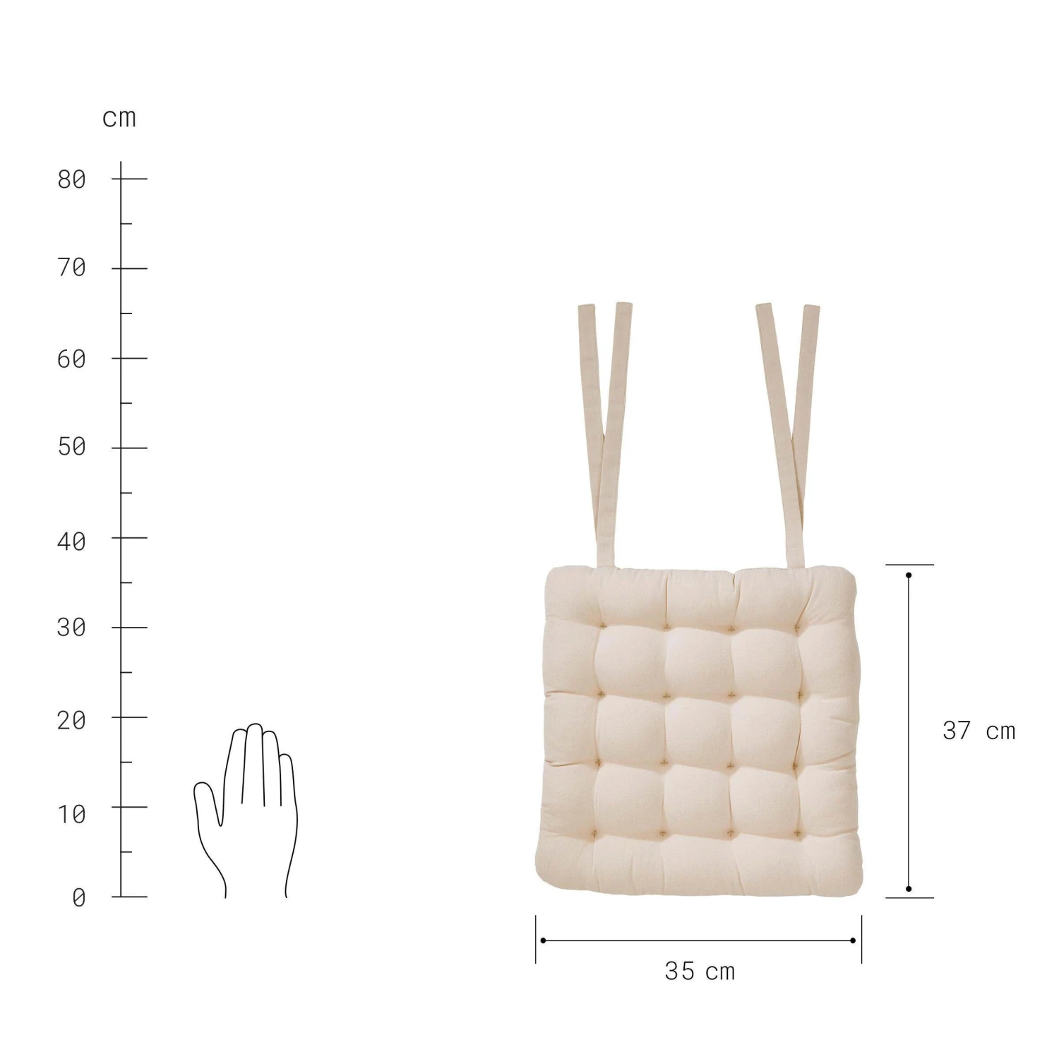 Stuhlkissen Mit Bändchen L 35 X B 37cm SOLID In Creme 3 Stuhlkissen Mit Bändchen L 35 X B 37cm SOLID In Creme – Bild 3